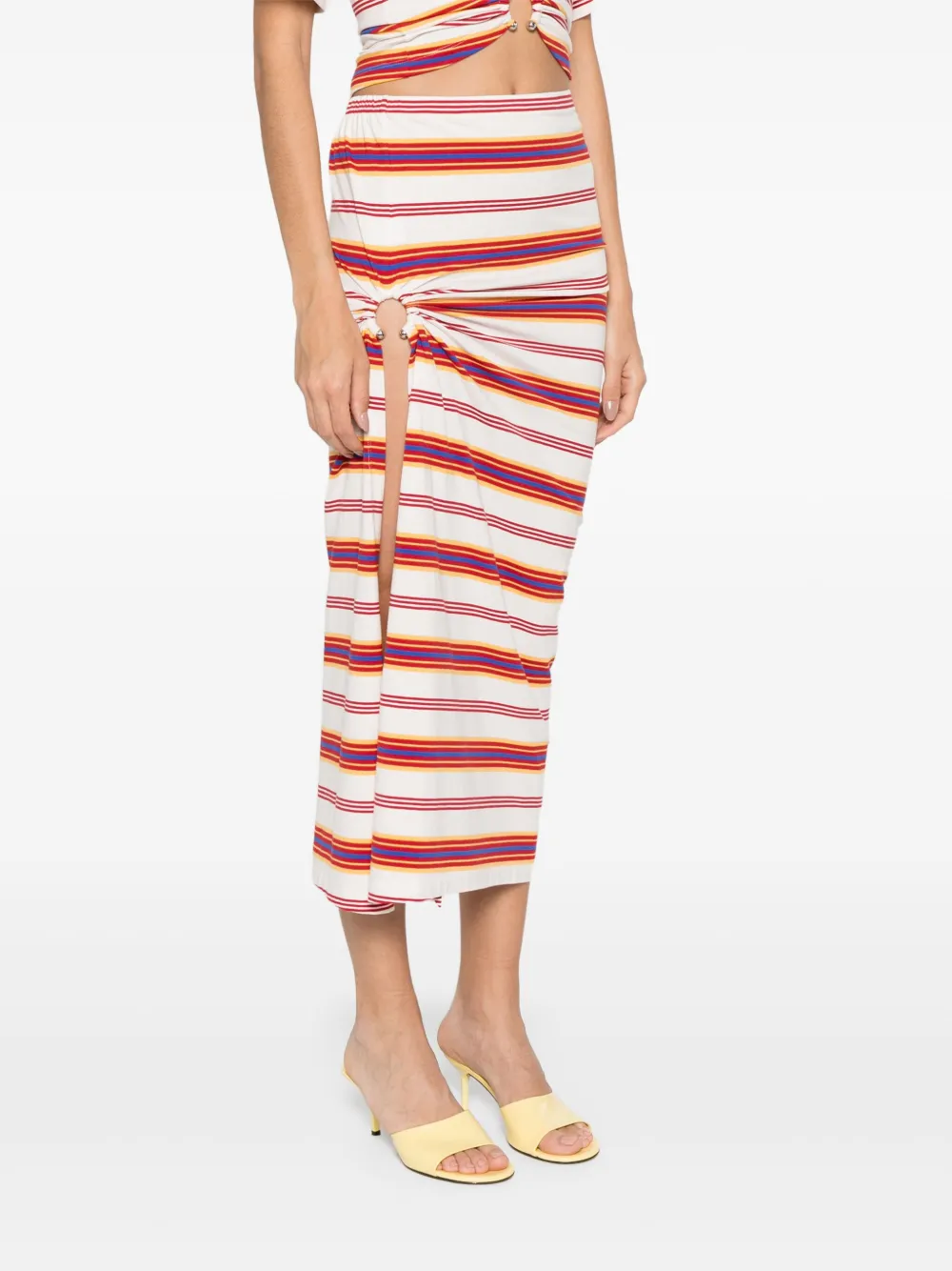 Rabanne Gestreepte midi-rok Wit