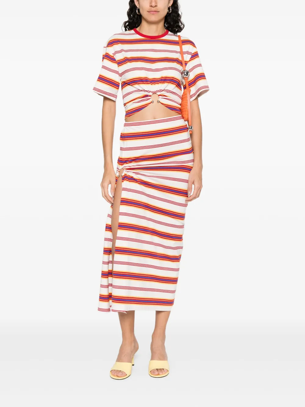 Rabanne striped midi skirt - Wit
