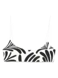 Cala de la Cruz leaf-print bikini top - White