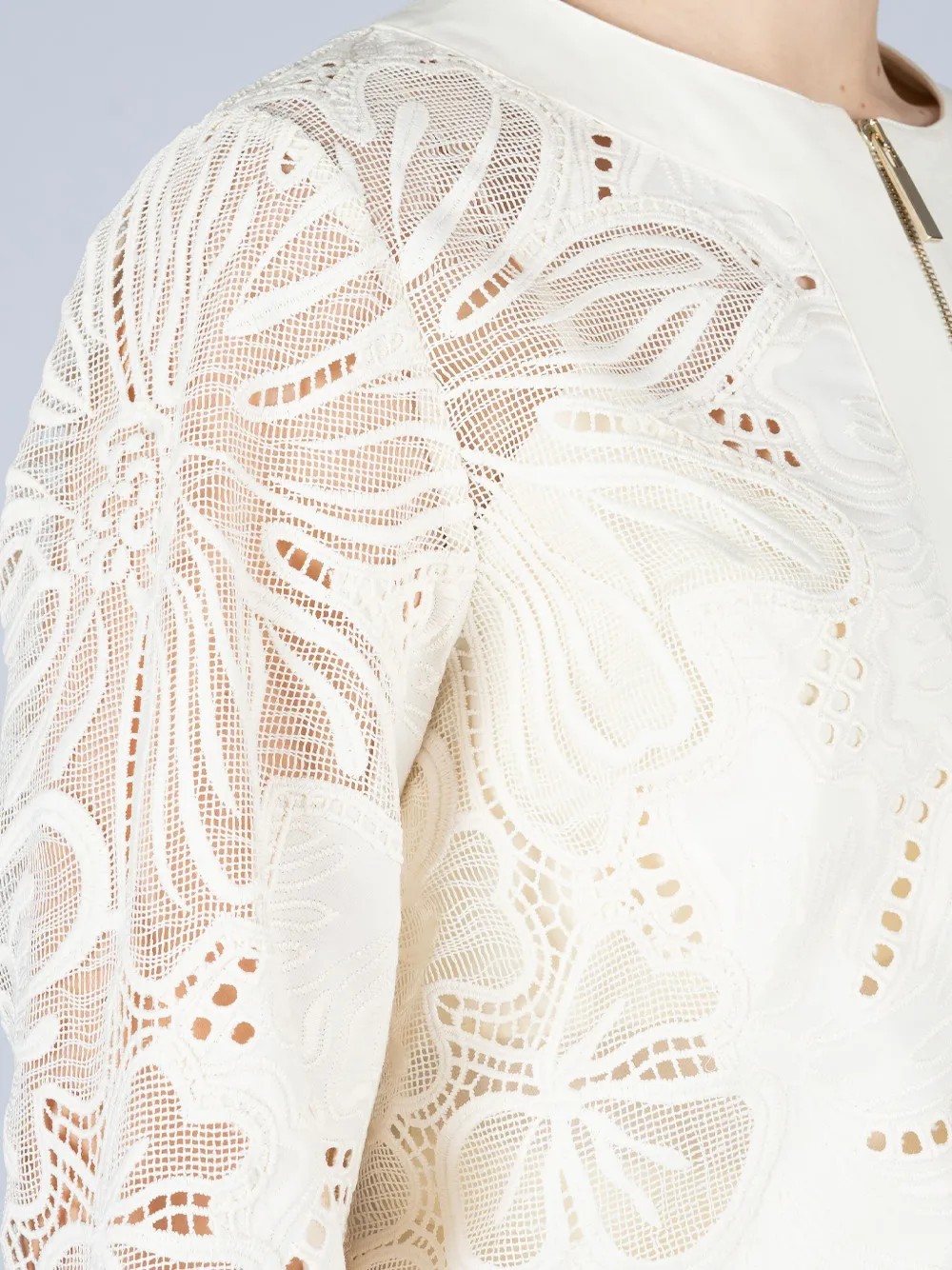 Elie Saab Denim jack met broderie anglaise Wit