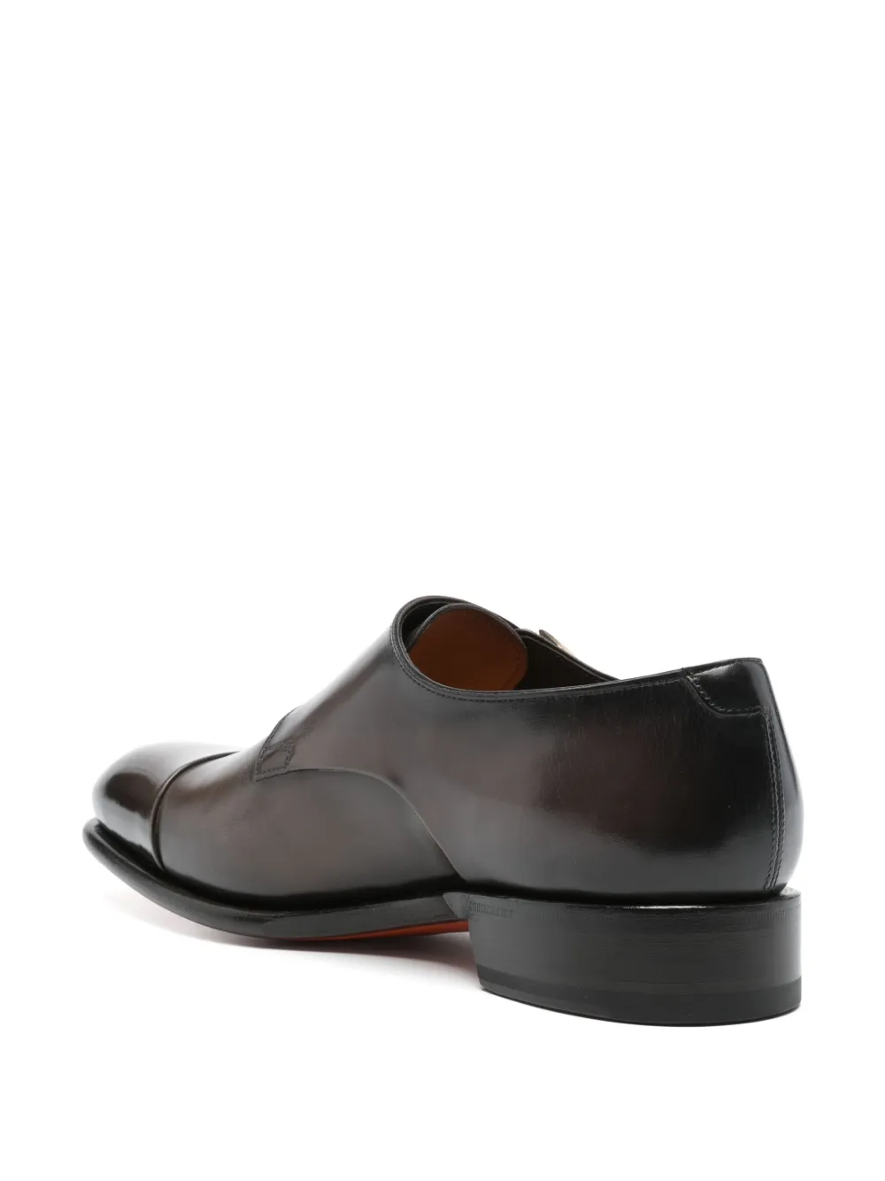 Santoni leather double-buckle shoes Brown