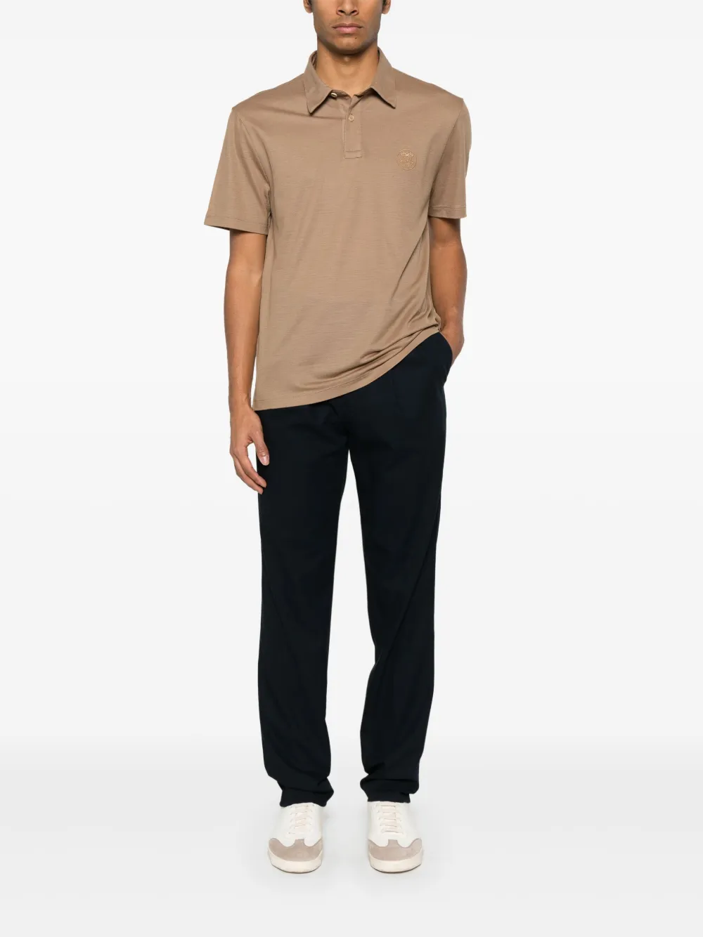 Brioni Poloshirt met geborduurd logo - Bruin