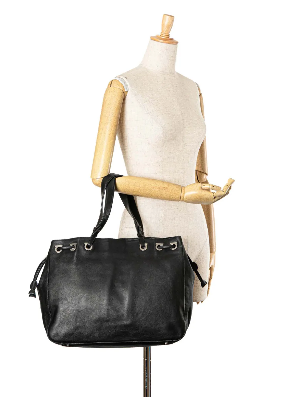 Ferragamo Pre-Owned 2000-2024 Gancini leren shopper met trekkoord - Zwart