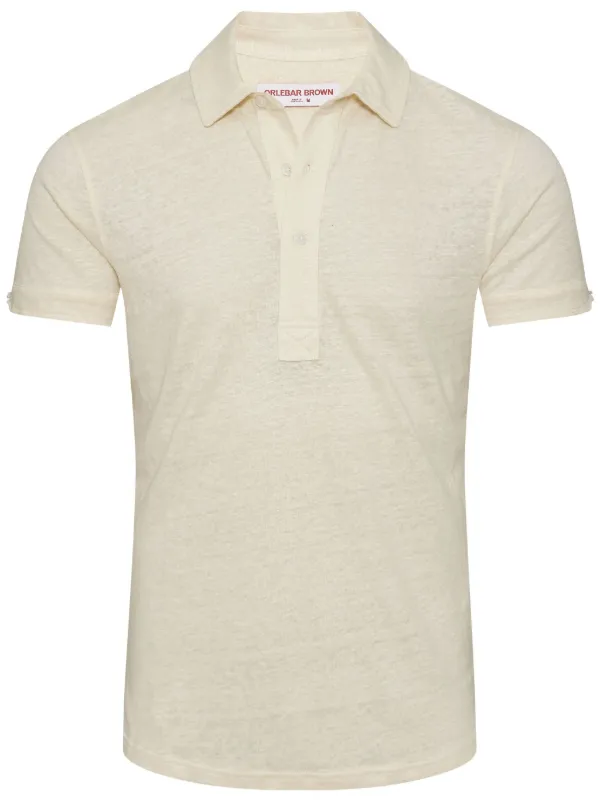 Orlebar Brown Sebastian Linen Polo Shirt in Neutrals