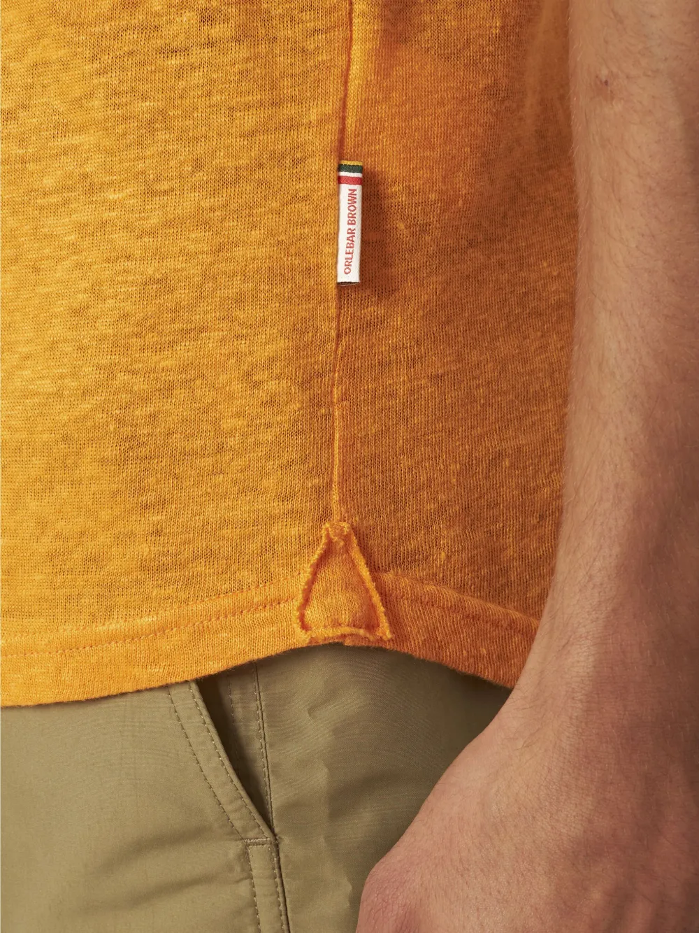 Orlebar Brown Sebastian linnen poloshirt Geel