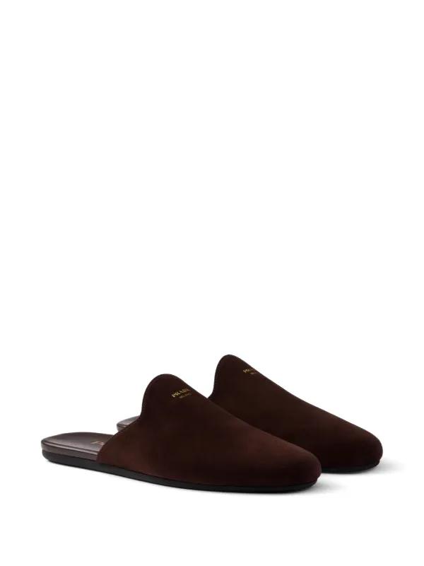 Prada Suede Slippers | Brown | FARFETCH