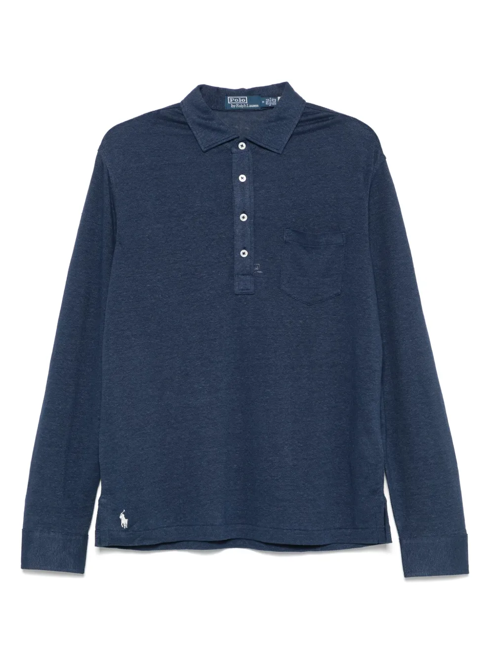 Polo Ralph Lauren ロングスリーブ リネンポロシャツ - ブルー Polo Ralph Lauren ロングスリーブ リネンポロシャツ - ブルー