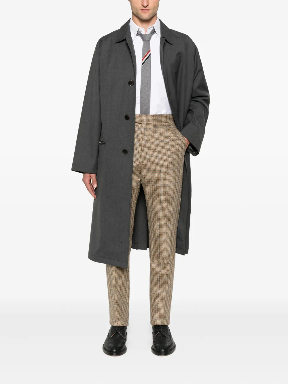 Thom Browne Checked Straight-leg Trousers In Neutral