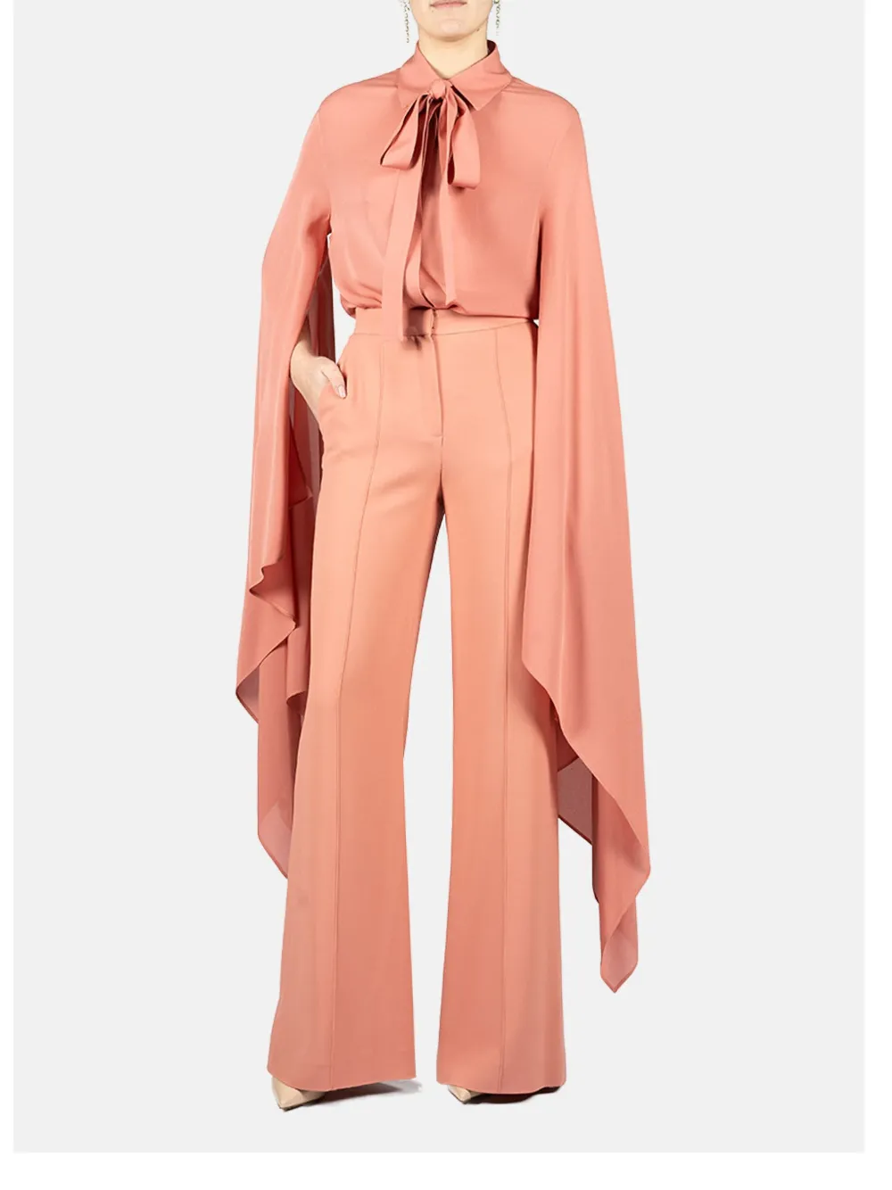 Elie Saab Blouse met gedrapeerde mouwen Roze