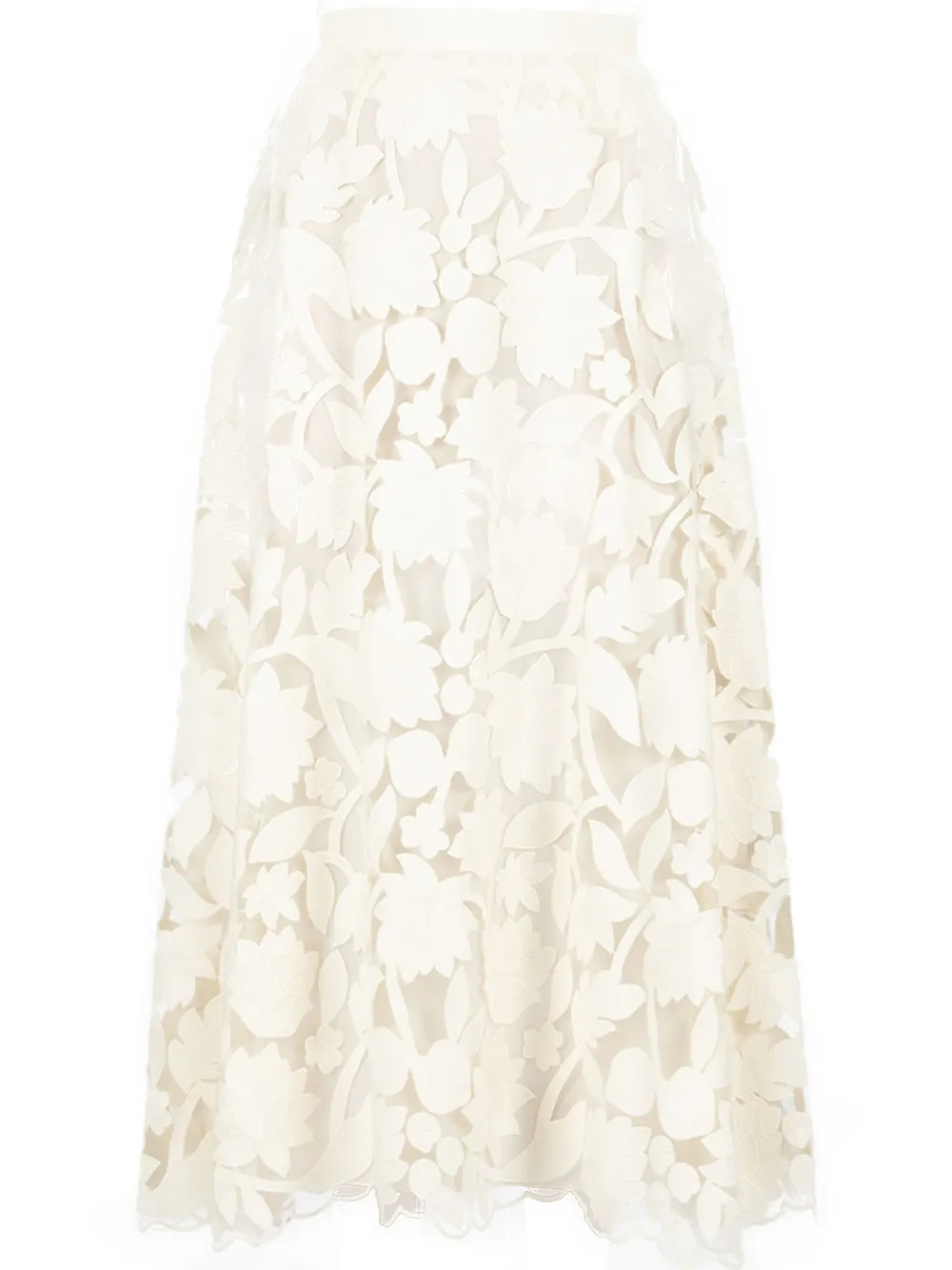 tulle embroidered midi skirt