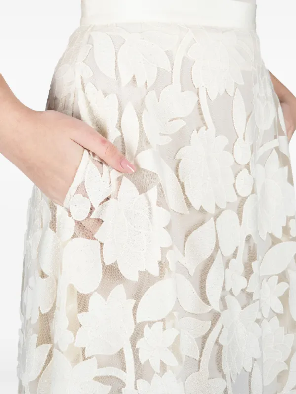 Elie Saab Saia Midi Com Tule Bordado | Branco | FARFETCH BR