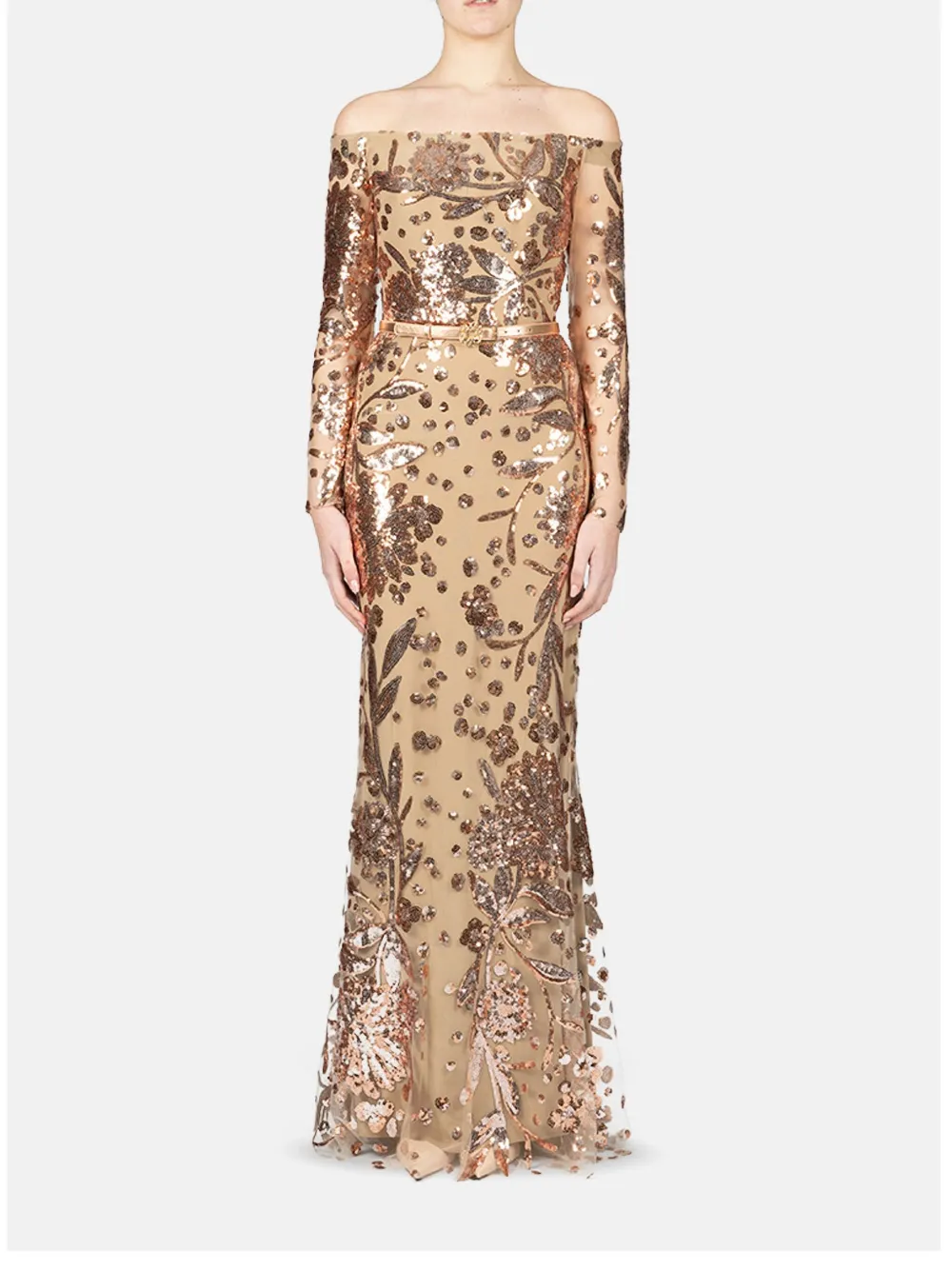 Elie Saab Tulen maxi-jurk Beige