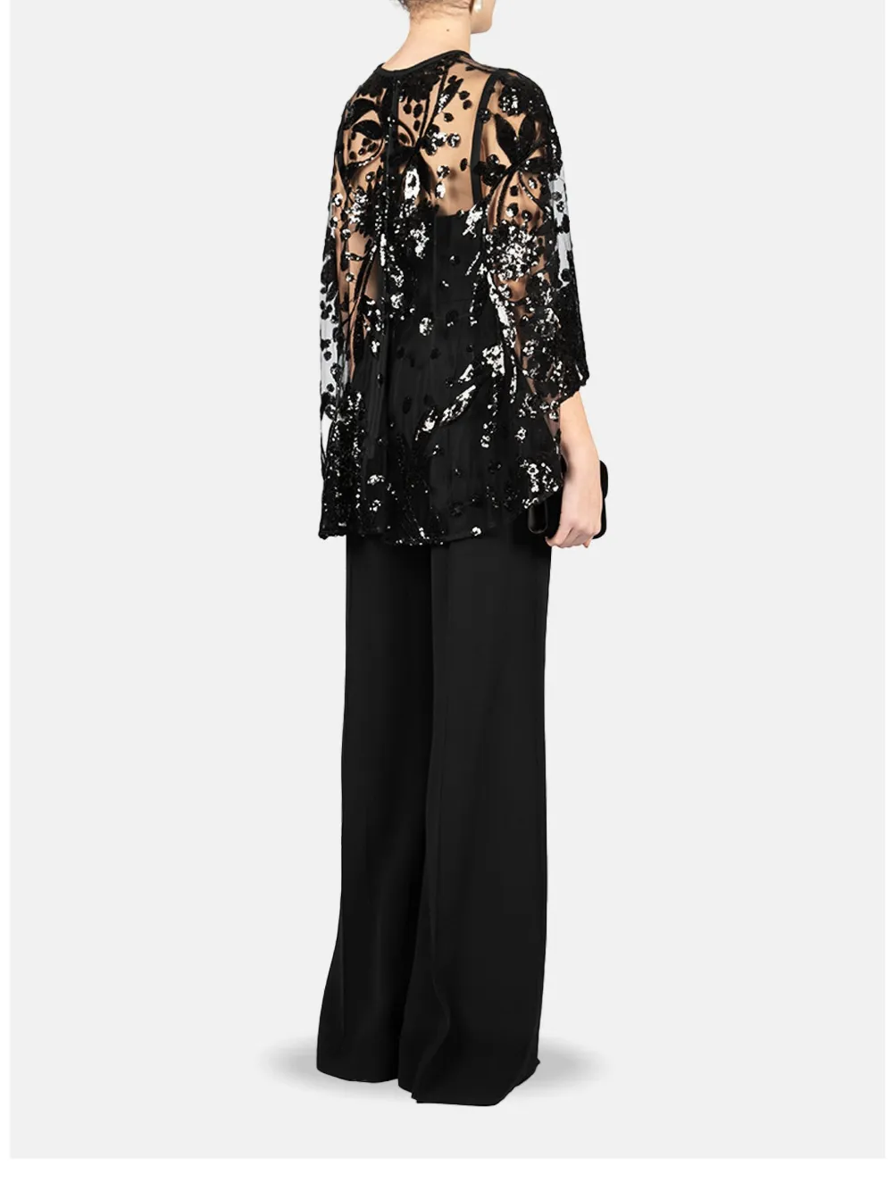 Elie Saab Jumpsuit met geborduurde cape Zwart