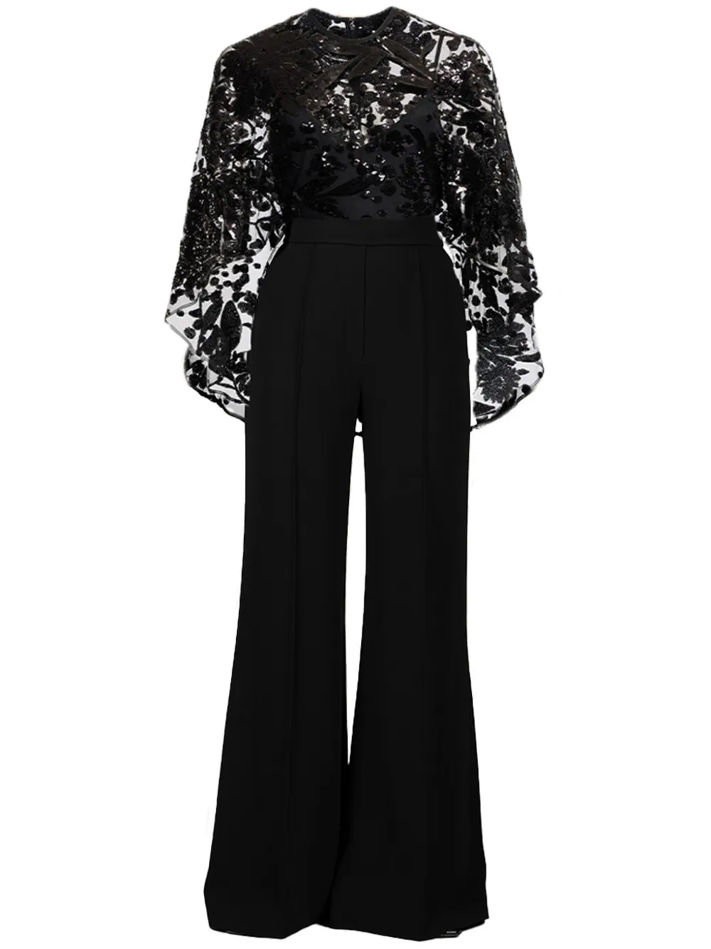 Elie Saab Jumpsuit met geborduurde cape Zwart