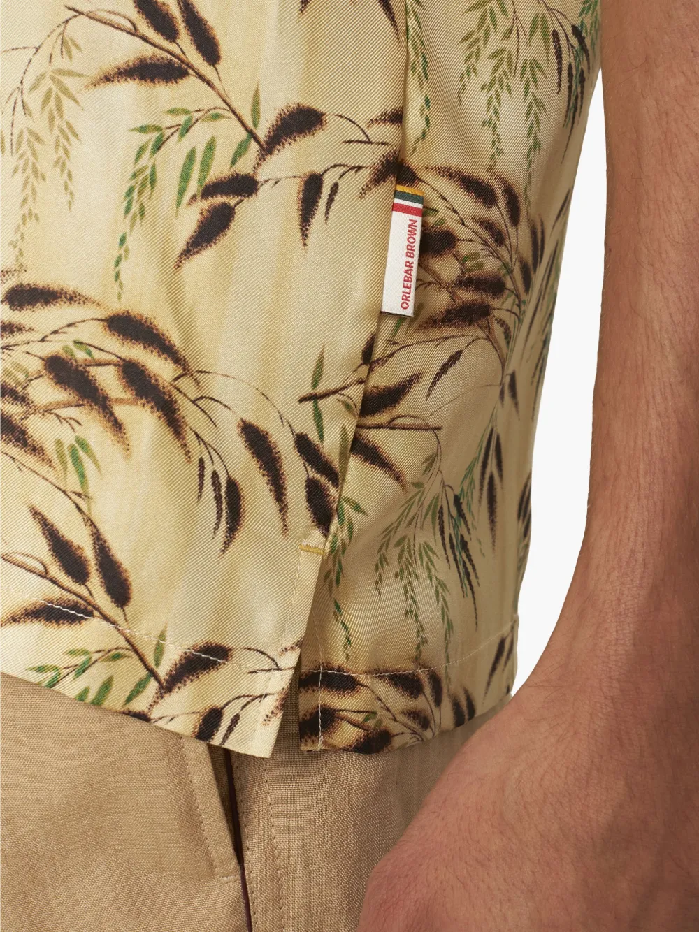 Orlebar Brown Maitan zijden overhemd Beige