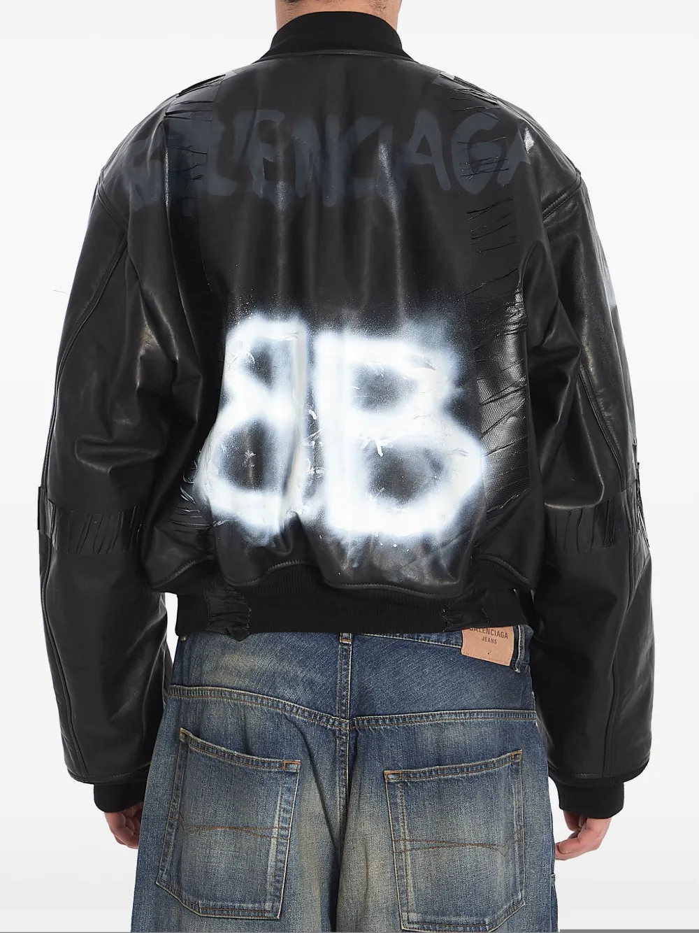 Balenciaga Leren jack Zwart