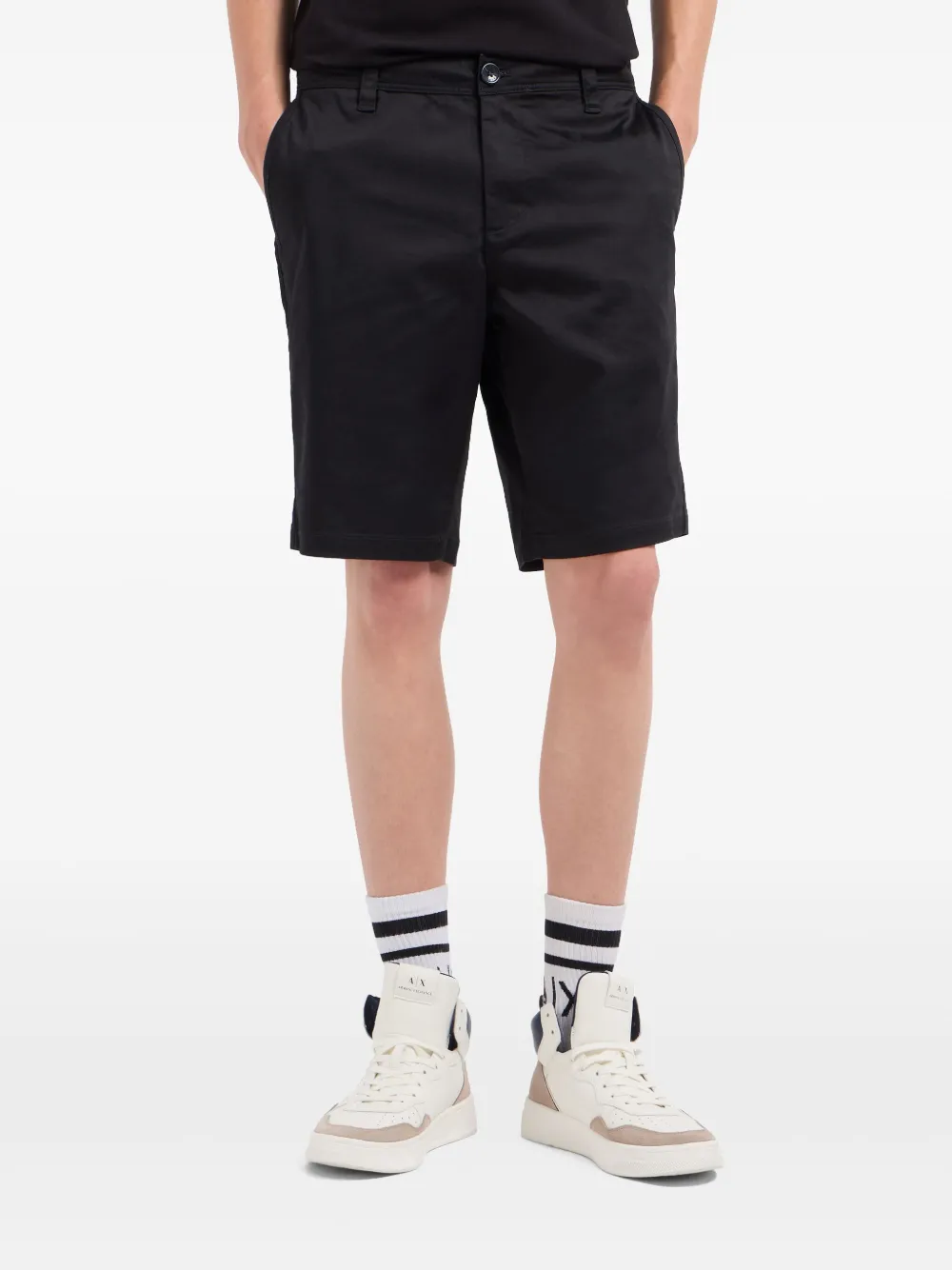 Armani Exchange Shorts met logoplakkaat - Zwart