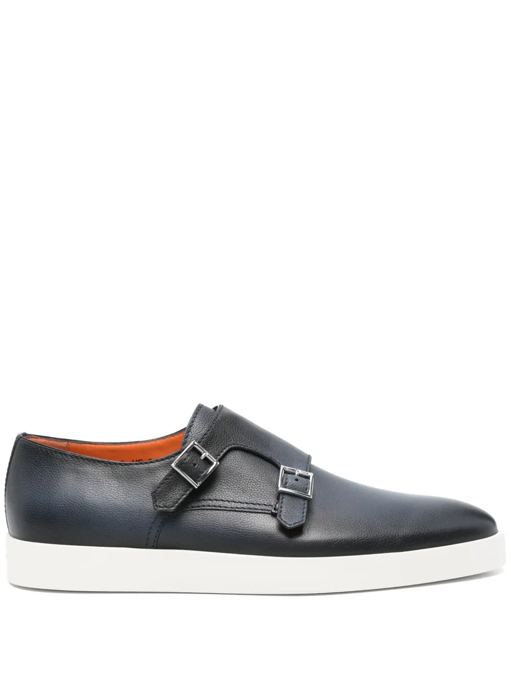 Santoni leather double-buckle shoes Blue