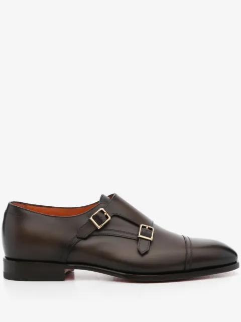Santoni leather monk shoes