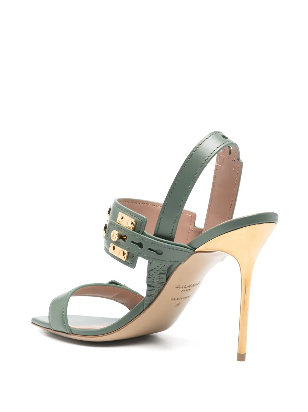 Balmain 100mm B-logo sandals Green