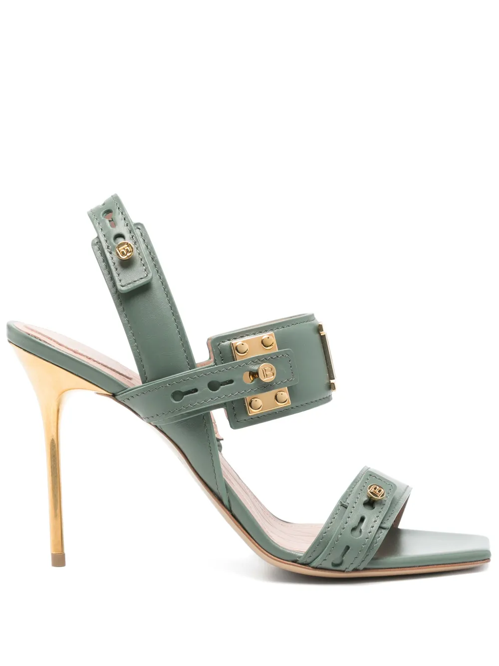 Balmain 100mm B-logo sandals Green