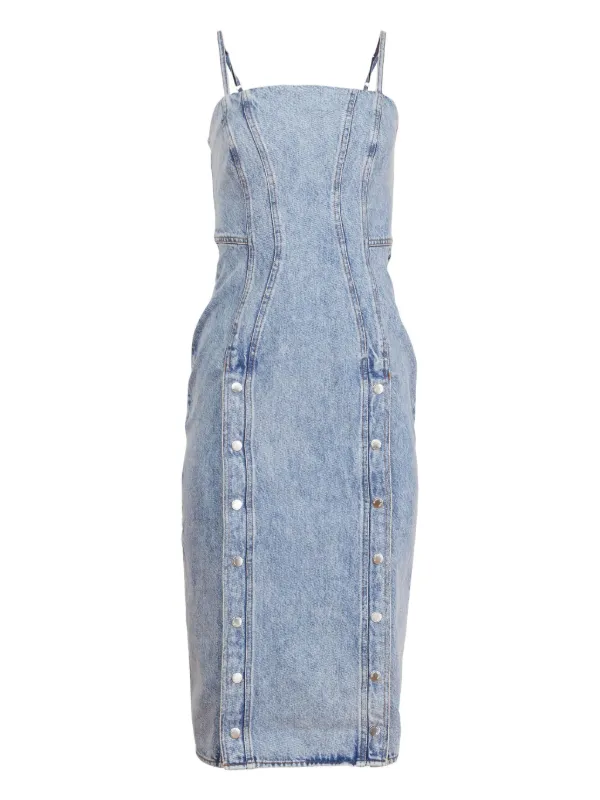 fleur du mal denim dress Fleur Du Mal Lace-up Denim Dress
