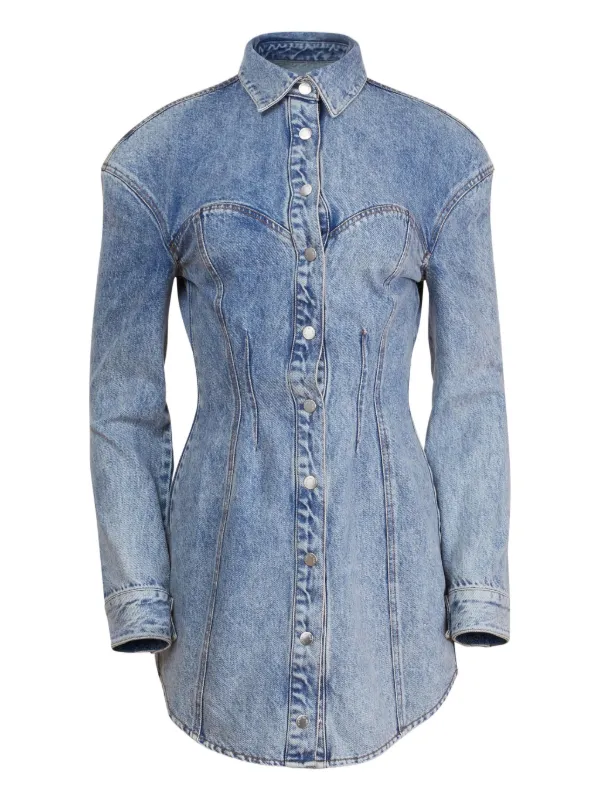 fleur du mal denim shirt dress Fleur du Mal | Denim Shirt Dress | Acid Denim Blue