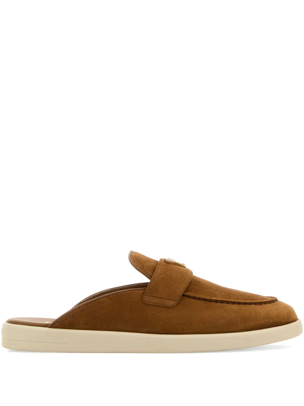 Prada Wildleder-Mules mit Triangel-Logo - Braun