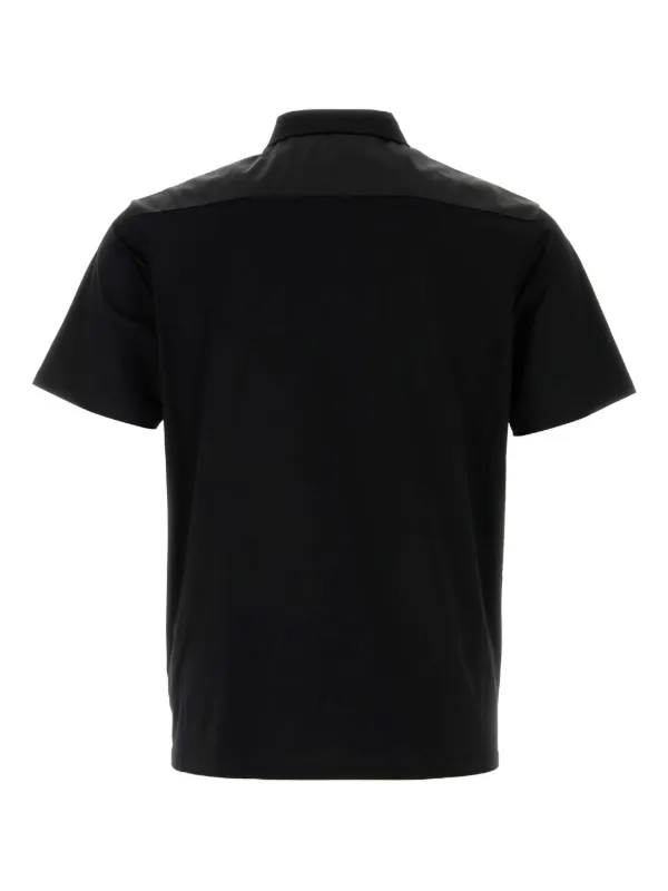 トップス prada black triangle logo polo shirt Buy Prada Black Triangle Logo Polo Shirt in Re-Nylon & Cotton For