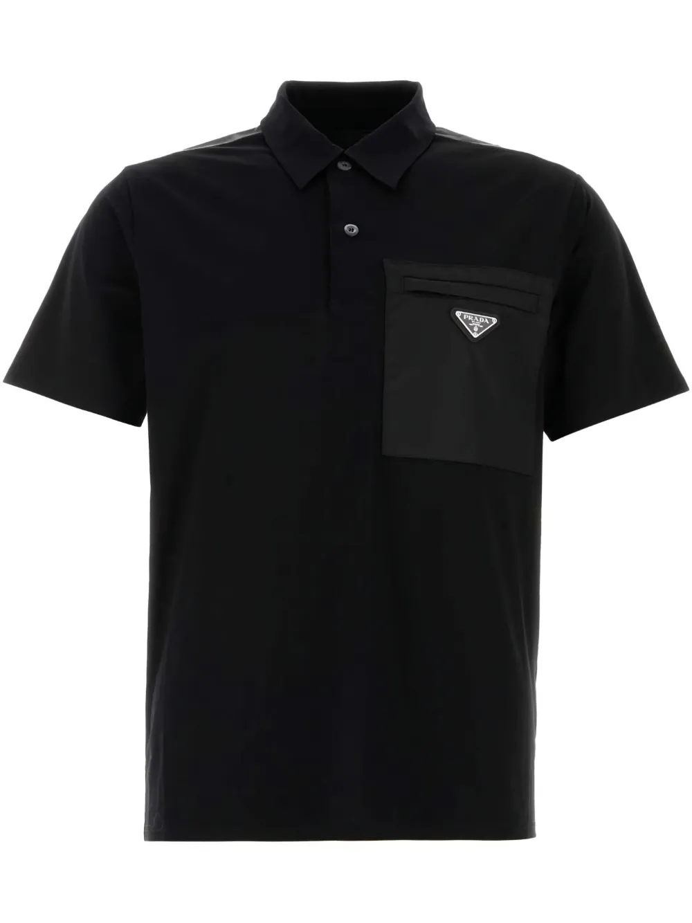 Prada Triangel poloshirt met email Zwart