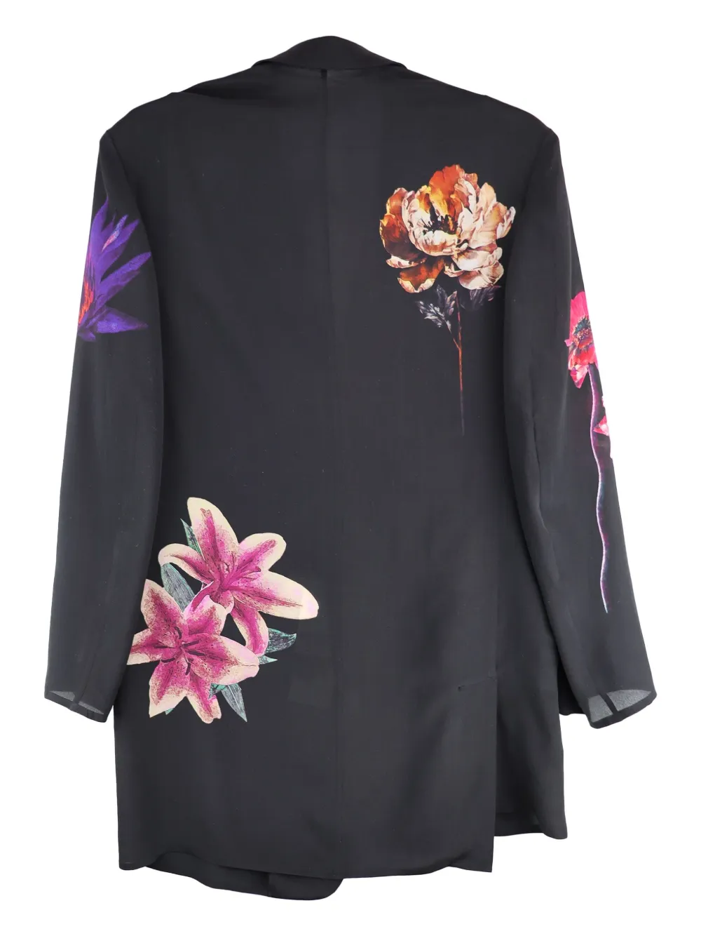 Yohji Yamamoto Jack met bloemenprint - Zwart