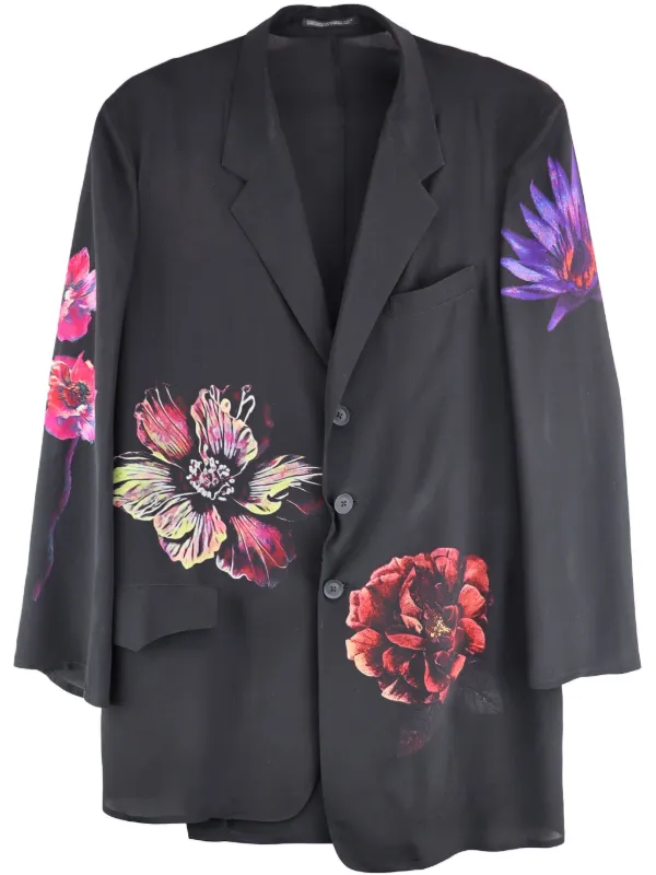 未使用Yohji Yamamoto ベルベットバーンアウト フローラルジャケット Yohji Yamamoto フローラル ジャケット | ブラック | FARFETCH JP