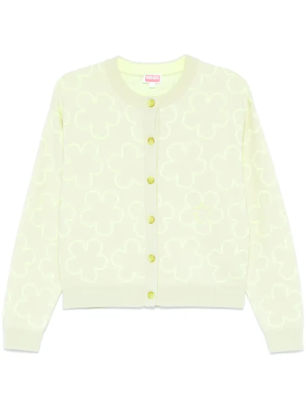 トップス hana.charm logo cardigan green Gia - Jadesheen - Green and off-white wool blend cardigan