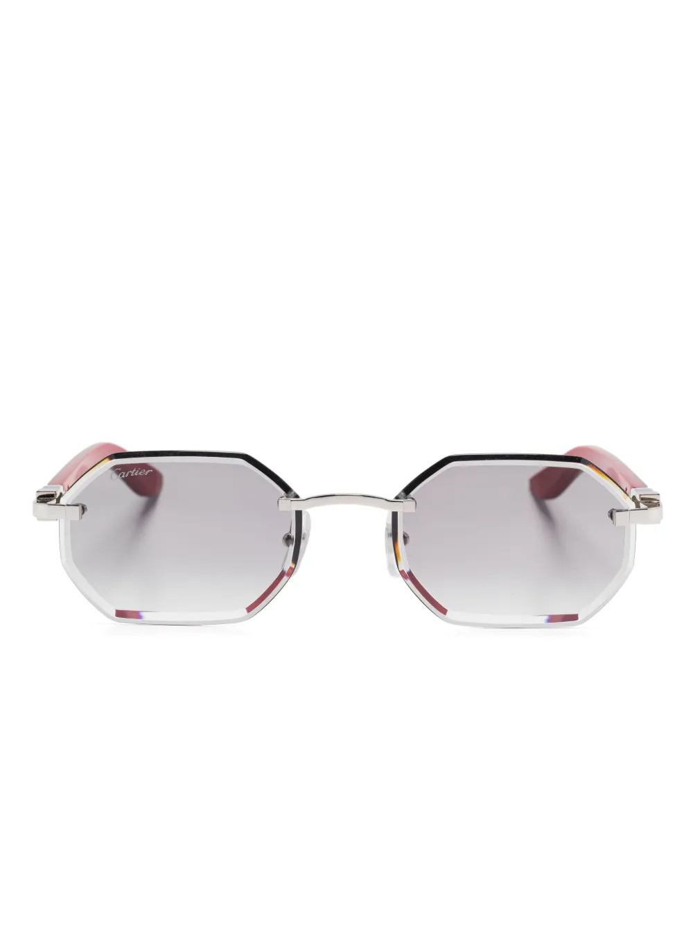 Cartier Eyewear ジオメトリックフレーム サングラス - シルバートーン Cartier Eyewear ジオメトリックフレーム サングラス - シルバートーン
