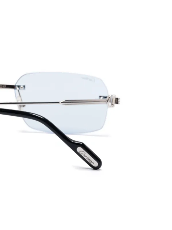 Cartier Eyewear Óculos De Sol Retangular | Prateado | FARFETCH BR