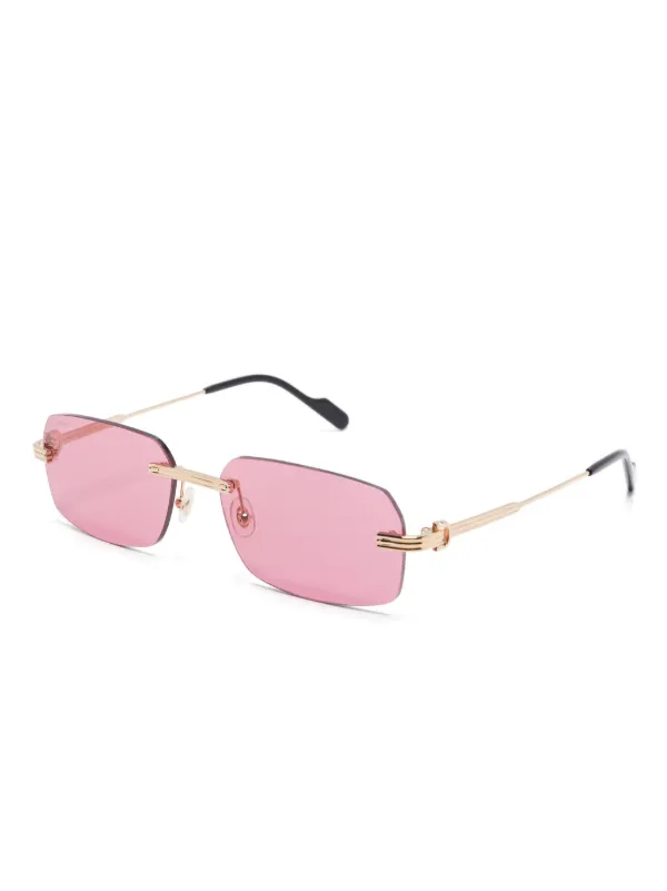 Cartier ピンクホワイト サングラス 定価13万円程 Cartier Eyewear リムレス サングラス | ゴールドトーン | FARFETCH JP