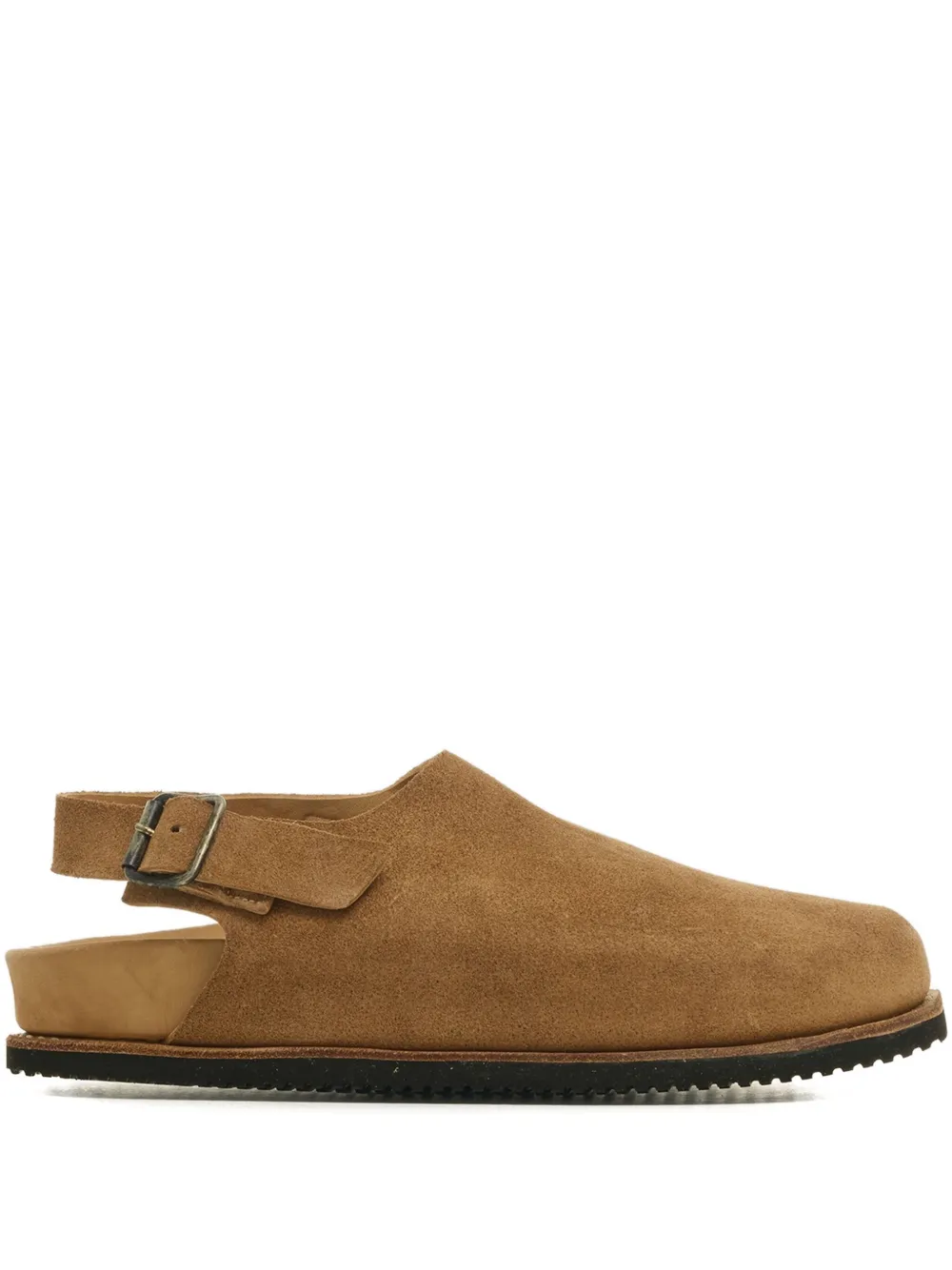 suede buckled mules