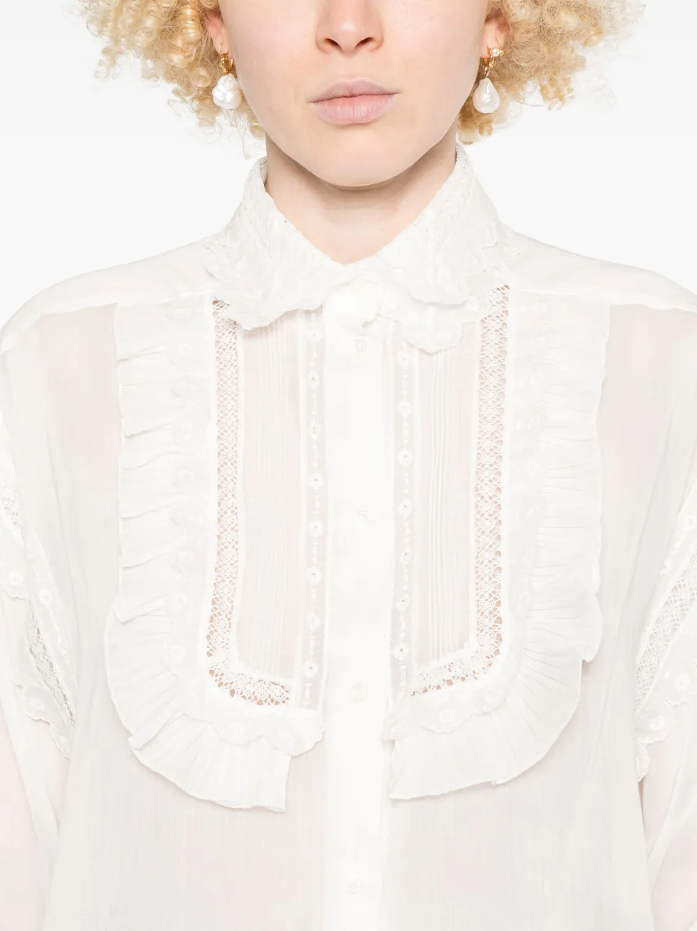 Ermanno Scervino Shirt met kanten vlakken Wit