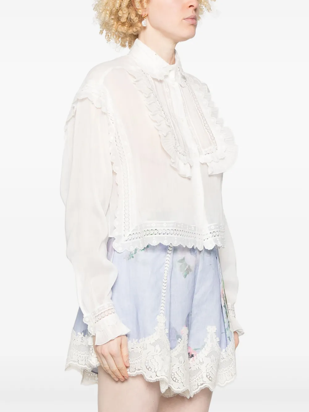 Ermanno Scervino Shirt met kanten vlakken Wit