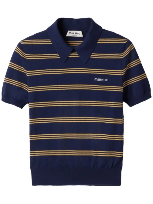 Miu Miu polo à rayures - Bleu - Miu Miu - Modalova