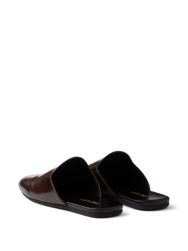 Prada brushed-leather Slippers | Red | FARFETCH