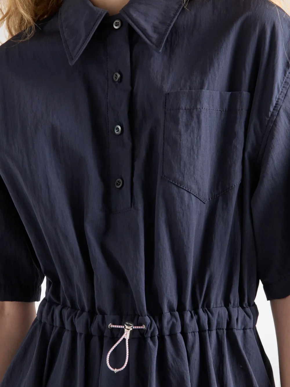 Prada Pongé midi-jurk met korte mouwen Blauw
