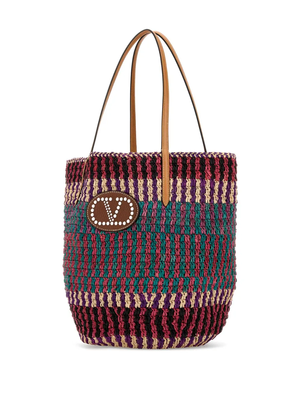 Valentino Garavani VLogo Signature raffia shopper Roze