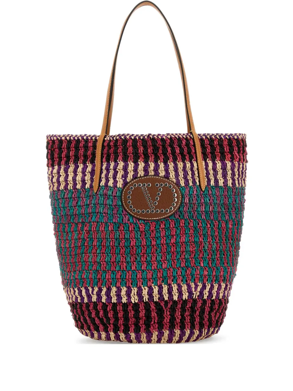 Valentino Garavani VLogo Signature raffia shopper Roze