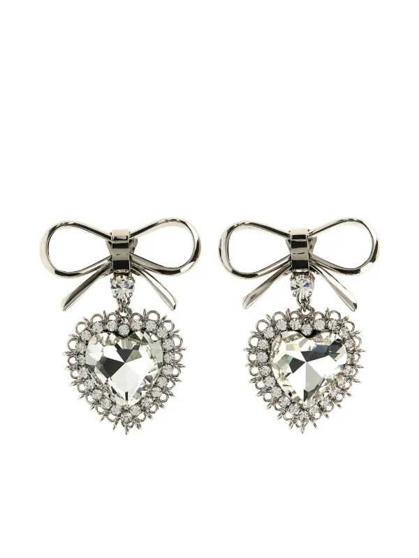 Alessandra Rich Bow Earrings in Silver