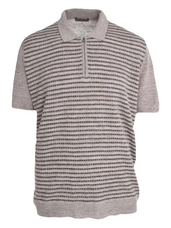 Corneliani Knitted Half-zip Polo Shirt in Neutrals