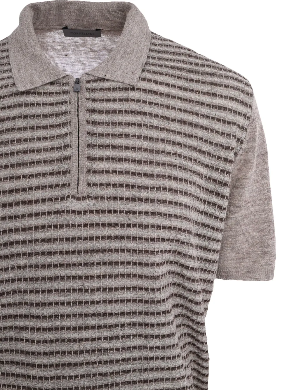 Corneliani knitted half-zip polo shirt Beige