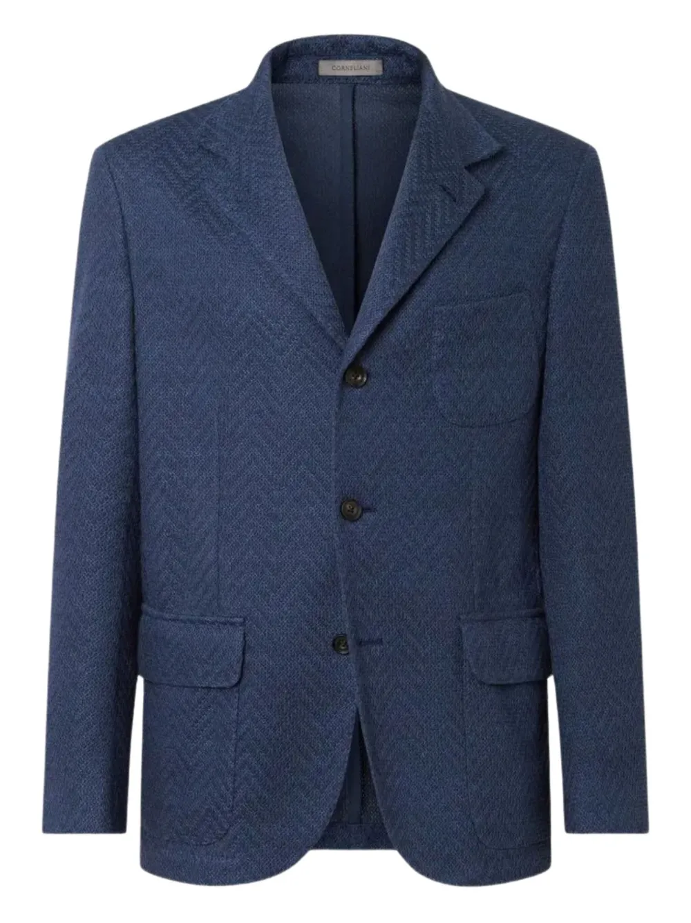 Corneliani herringbone three-button jacket | Blue | Image 1