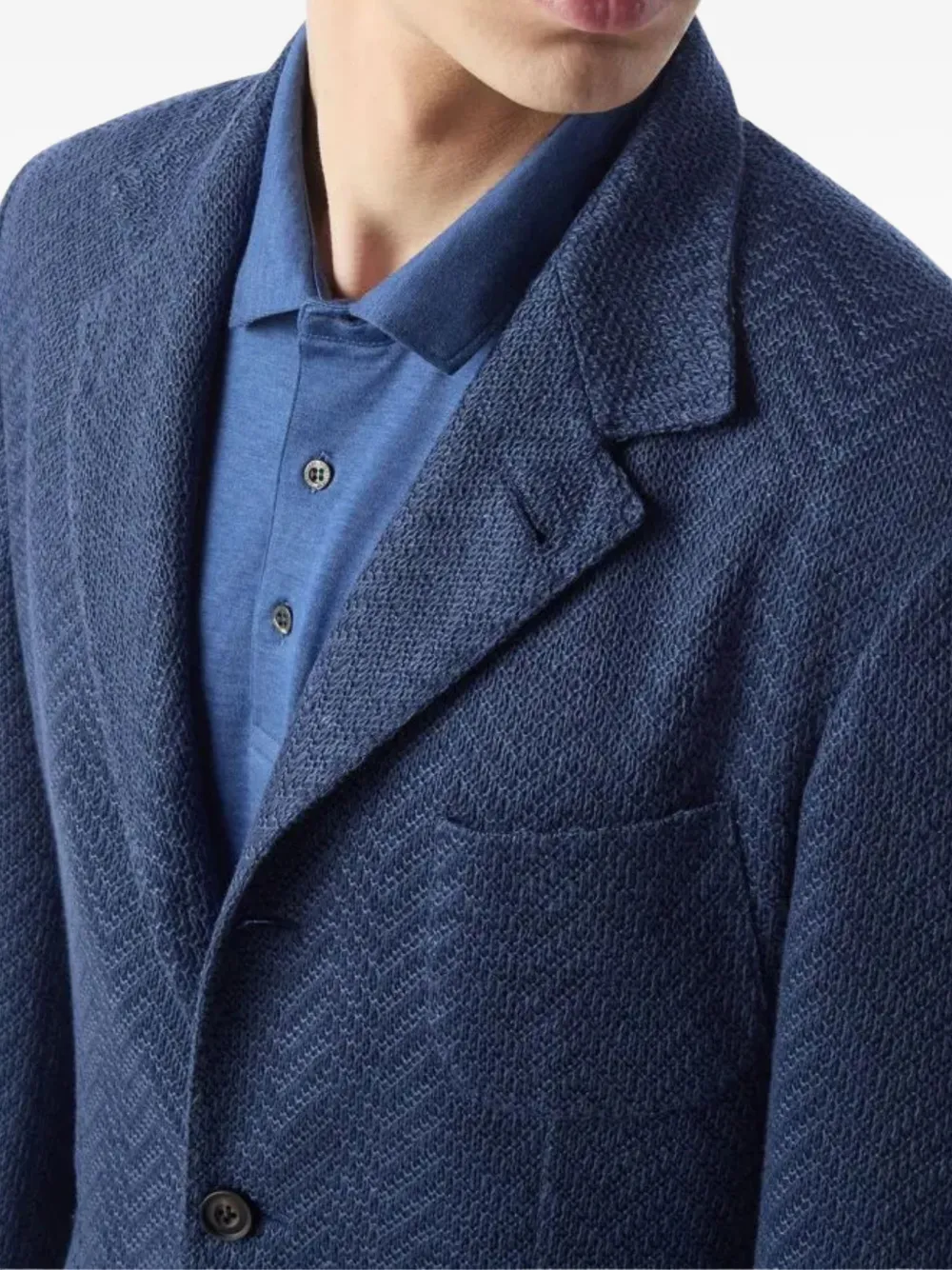 Corneliani Jack met visgraatpatroon en drie knopen Blauw