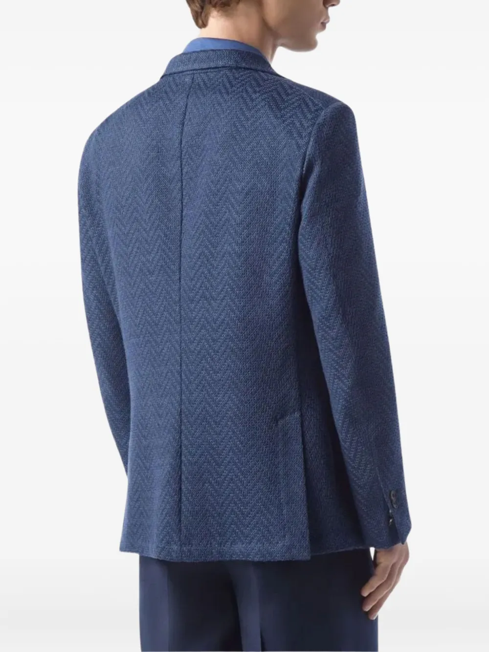 Corneliani Jack met visgraatpatroon en drie knopen Blauw